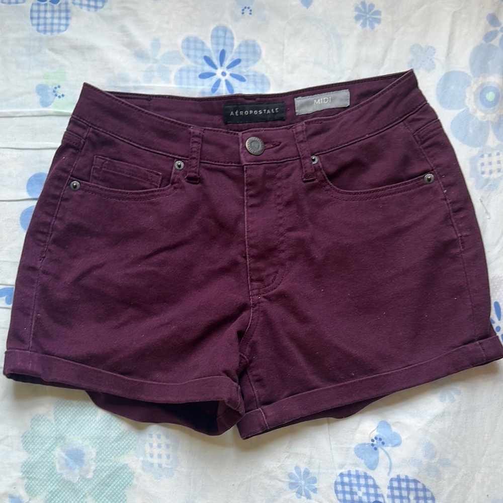 Aeropostale High Rise Color Wash MIDI Shorts